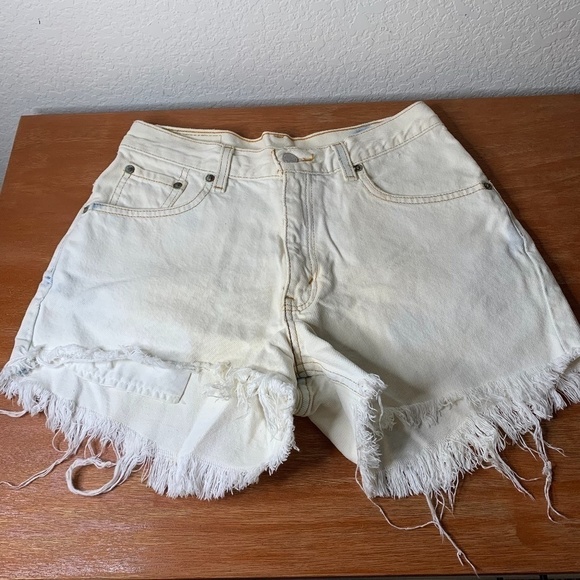 LEVI'S 100% Cotton White/Acid Washed Light Blue Jean Shorts Size JR 7 (1099) - Picture 1 of 13
